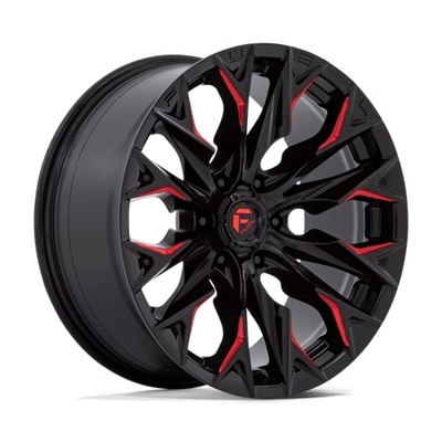 FUEL Off-Road D823 Flame Wheel, 20x9 with 6 on 5.5 Bolt Pattern - Gloss Black Milled With Candy Red - D82320908450